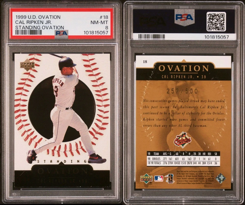 1999 Upper Deck Standing Ovation Cal Ripken Jr. Ser.#D/500 PSA 8 Orioles HOF - Image 3 of 3