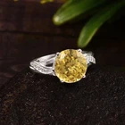 10 Ct Certified Natural Yellow Sapphire Ring With Zircon Accents In 925 Silver