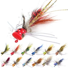Popper-Flies-for-Fly-Fishing-Topwater-Panfish-Bluegill-Bass-Poppers Flies Bug...