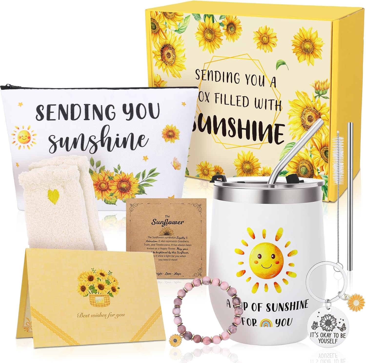 Birthday Pamper Gifts for Women,Get Well Soon Sunflower Hampers Gift Self Care P