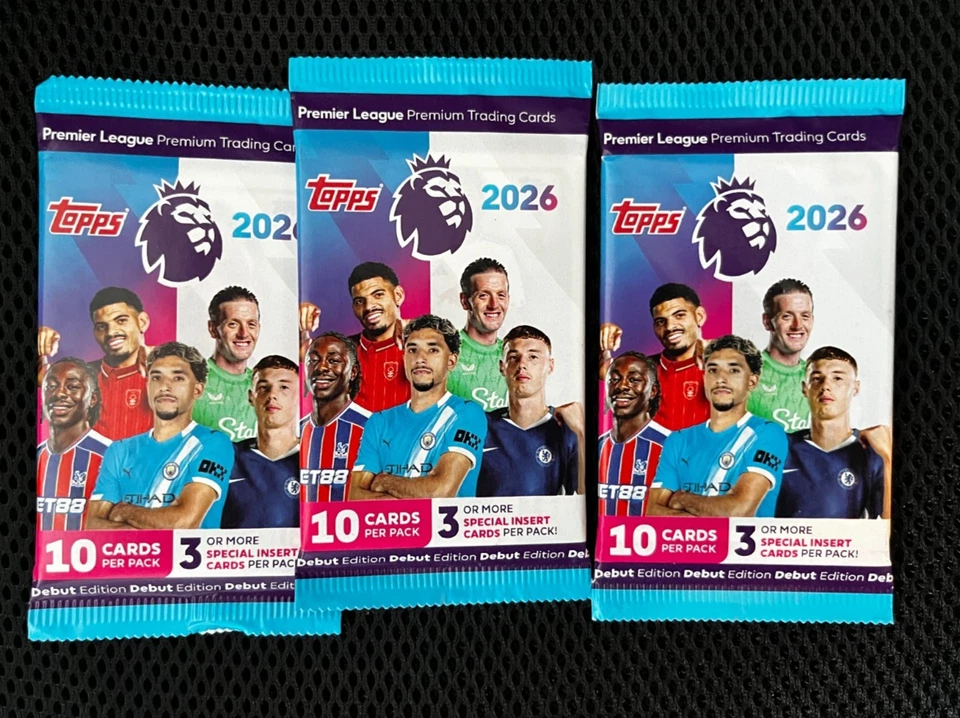 LOT 3 PACKETS POCHETTES 30 CARDS TOPPS PREMIER LEAGUE 2026 SEALED NEW MINT - Photo 1/1