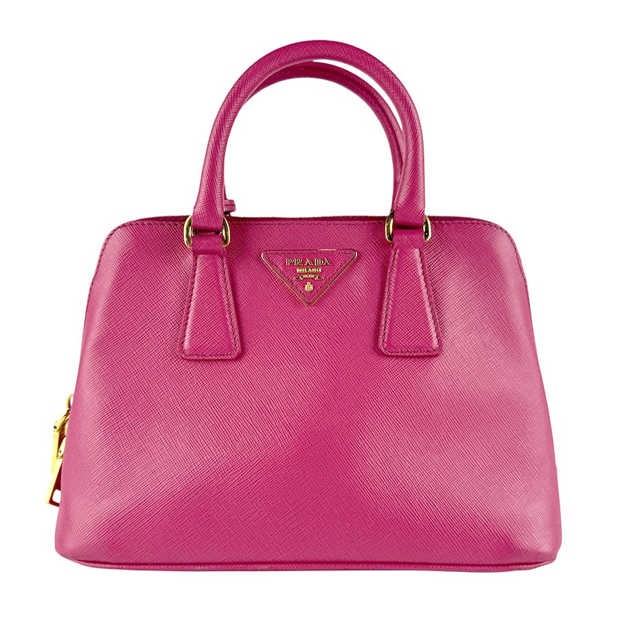 Borsa a tracolla originale PRADA in pelle rosa/tono oro - z8639