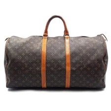 Louis Vuitton Boston Bag Brown M41424 Keepall 55 Monogram Canvas Used Authentic