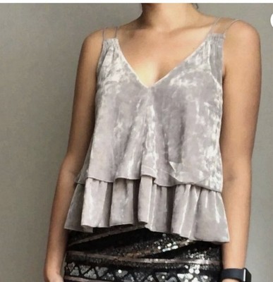 Aerie Velvet Y2K Cami Top Ruffle Soft Grunge Romantic Boho Festival Sz XS NWT