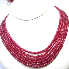 pink sapphires precious gemstone beads 6str stack maharani necklace jewelry gift