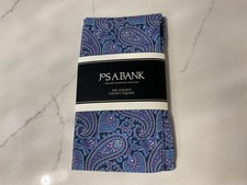 Jos A Bank Pre Folded Pocket Square Blue Paisley Cotton Handkerchief New