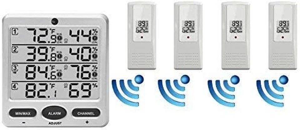 Ambient Weather WS-10-X4 Wireless Indoor/Outdoor 8 Channel Thermo-Hygrometer wit - Image 2 of 4