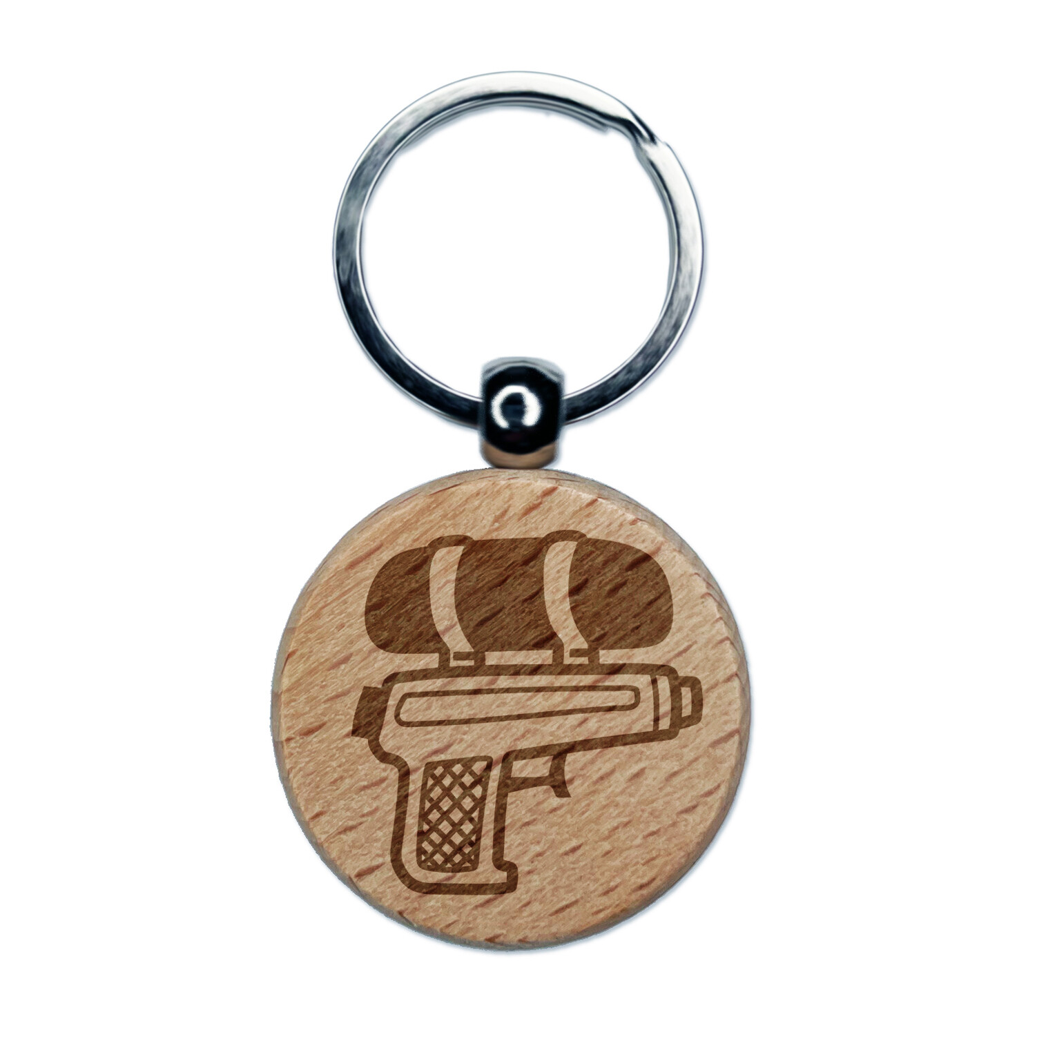 Engraved Wood Water Gun Keychain Toy Pistol Charm