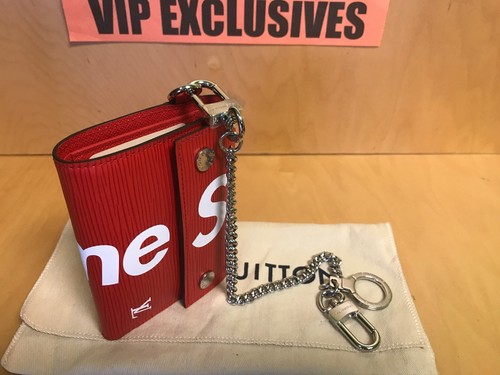 Louis Vuitton X Supreme Leather Chain Wallet Epi Leather - Red - M67755 RARE - Picture 4 of 8