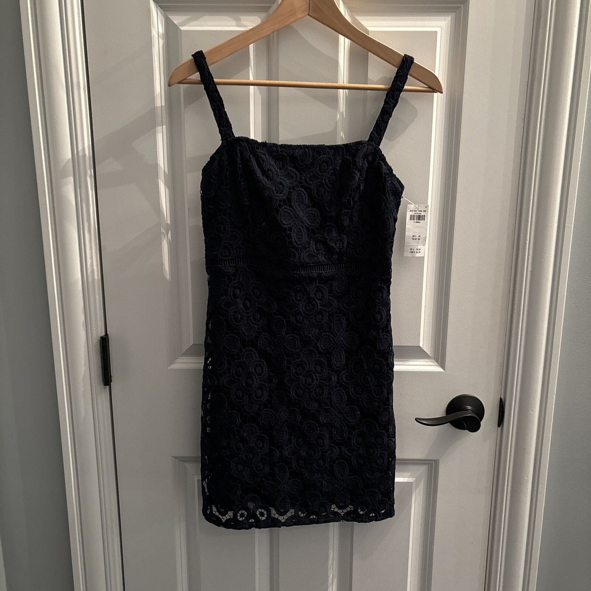 black lace dress with bell sleeves Lisa for Kith Women Odette Logo Lace Mini Dress main image 1