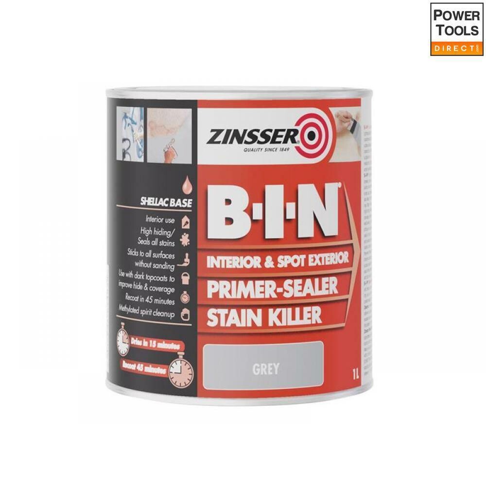 Zinsser B.I.N Primer, Sealer & Stain Killer Paint Grey 1 litre