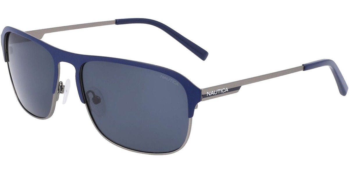 Nautica Polarized Men's Matte Navy Brow-Line Navigator Sunglasses - Main Image