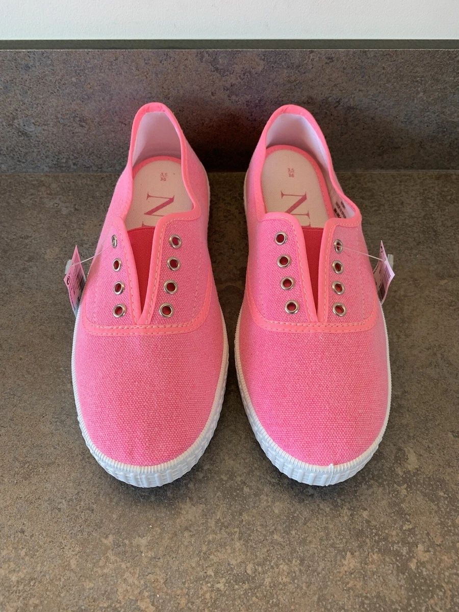 Next Converse Style Slip On Pumps Trainers No Laces Pink UK Size 3.5 36 | eBay