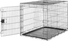 Foldable Metal Dog Crate with Tray, Single Door, 42"x28"x30", Black