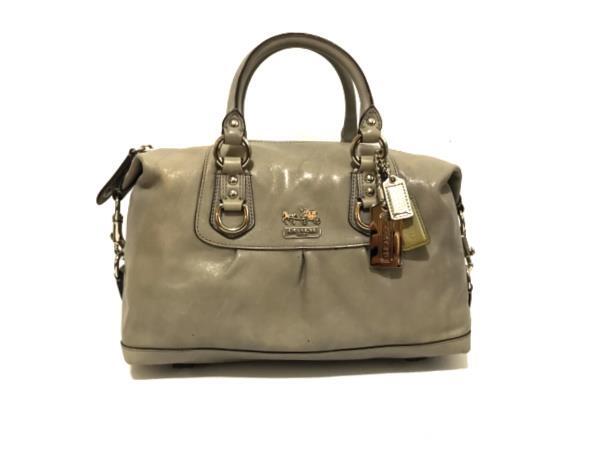 Coach Medium Madison LIGHT GRAY Leather Sabrina Tote Bag Purse