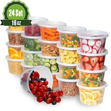 16oz 24 Sets Deli Food Storage Containers with Airtight Lids