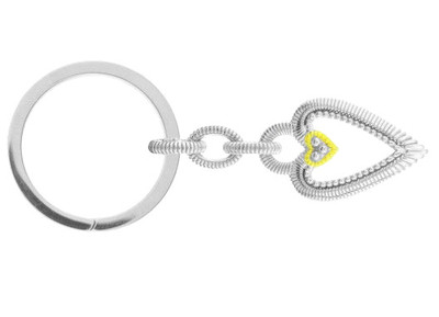 NEW $375 Judith Ripka Heart Keychain Sterling Silver Gold Love