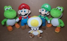 LOT Of 5 Mario Bros Luigi Yoshi Toad 9" Plush Figures   B9 