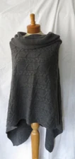 Neiman Marcus Grey 100% Cashmere Cape Poncho Cowl Neck One Size Fits All NWT