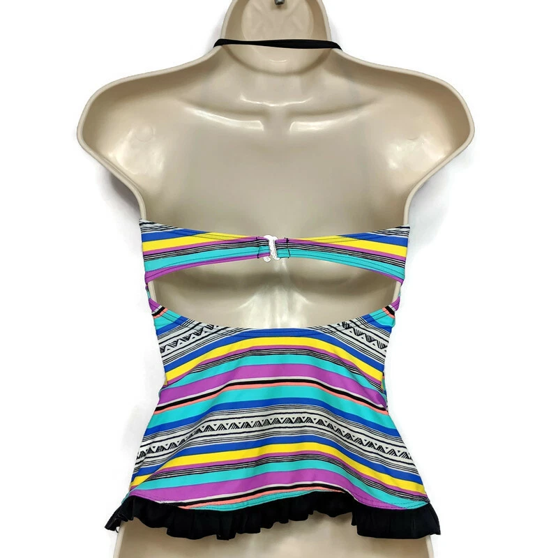 Traje de baño Tankini con volantes Hula Honey XS multicolor acolchado a rayas Foto 2 de 4
