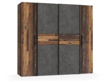 Schiebetürenschrank Drehtürenschrank 4türig KINTA Dekor Eiche Vintage Dunkelgrau