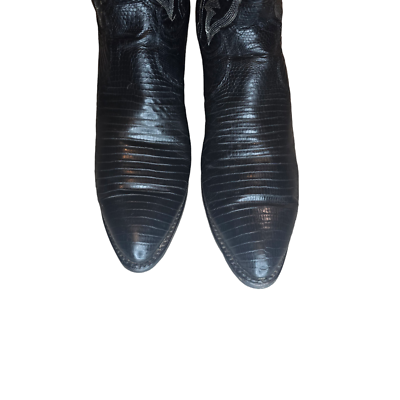 DAN POST Black Teju Lizard Leather Cowboy Boots Men display picture 1