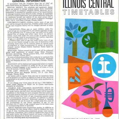 March 30, 1969 Illinois Central Railroad Timetable St Louis IL IC Map Pop Art 4H