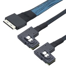 Oculink PCIe SFF-8611 8I To 2X SAS SFF-8087 Left-bend Adapter Cable for Server