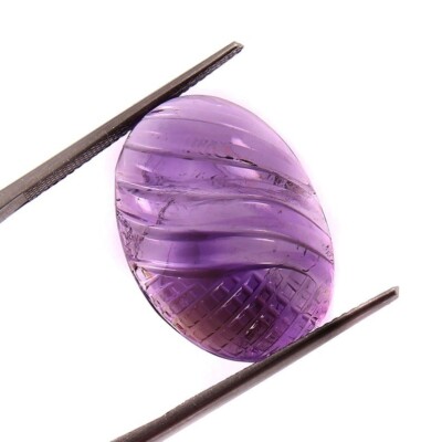 Loose Gemstone Natural Bio Amethyst Hand Carved Fancy Oval Gemstone A1148