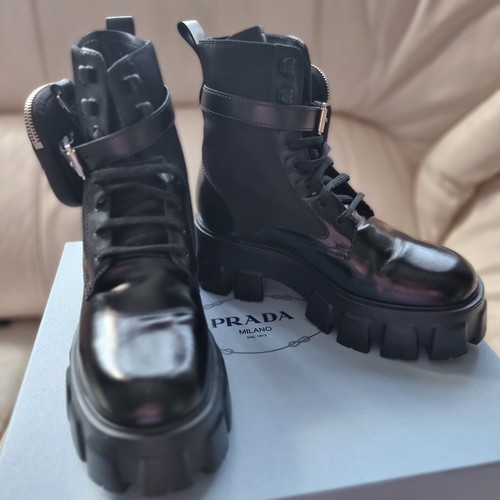 leather and nylon fabric booties