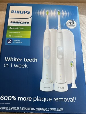 Philips Sonicare Optimal Clean Rechargeable Electric Toothbrush 2PK HX6829/75