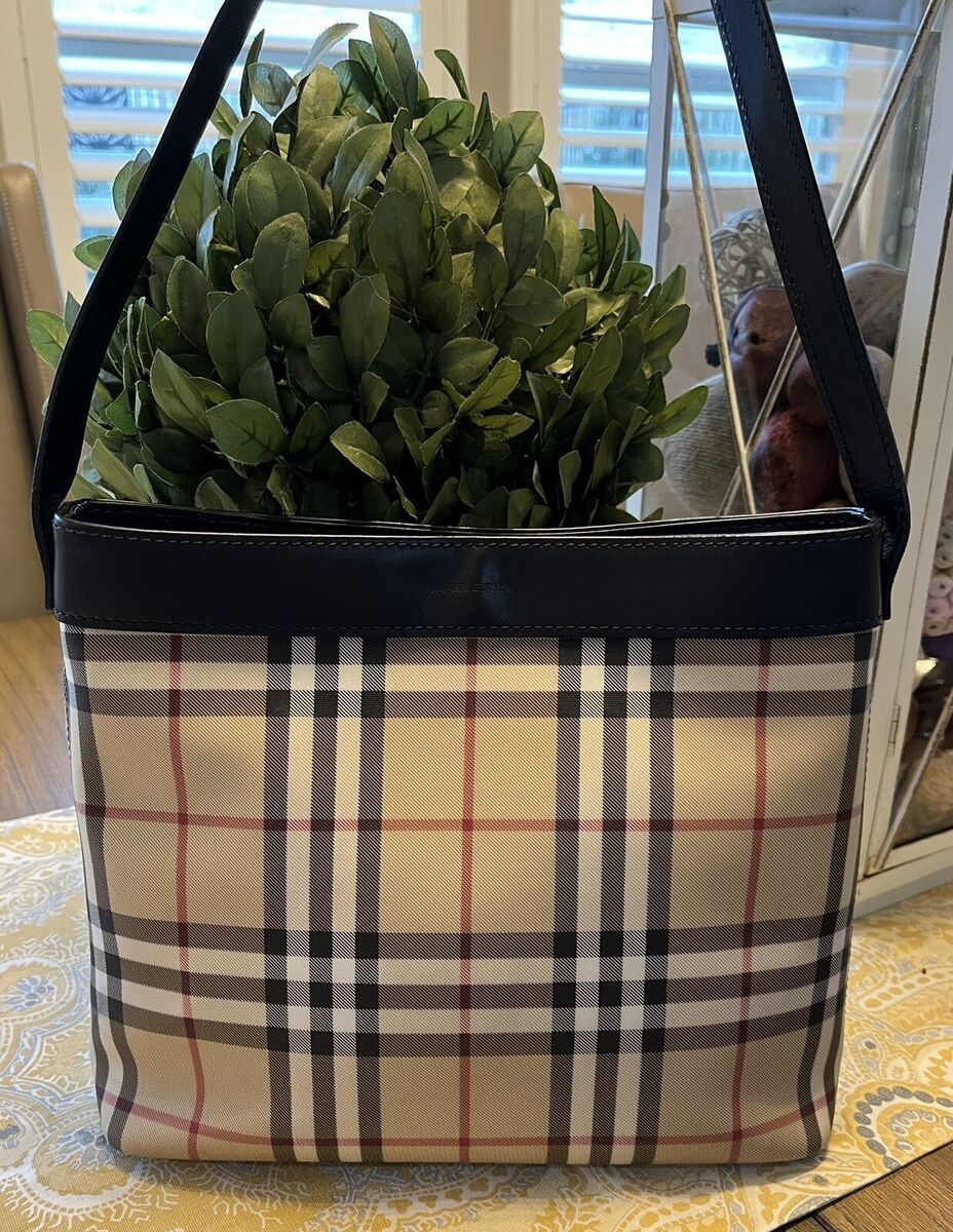 BURBERRY LONDON - EUC! Check Hand Bag Handbag Purse Coated BURBERRY LONDON - EUC! Check Hand Bag Handbag Purse Coated