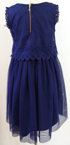 Girls Btween Navy Blue Lace Party Dress Size 10 - Picture 4 of 5