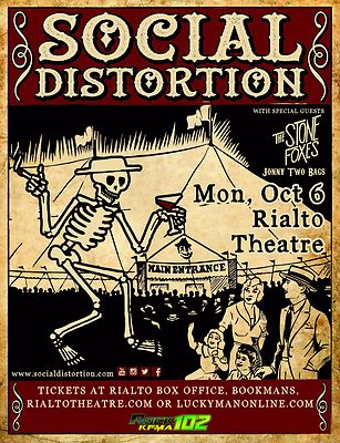 SOCIAL DISTORTION / STONE FOXES 2015 TUCSON CONCERT TOUR POSTER