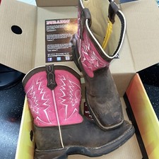Lil' Durango Kids Western Boot Tan Brown Pink Girls Size 6 8  Pull On DWBT094