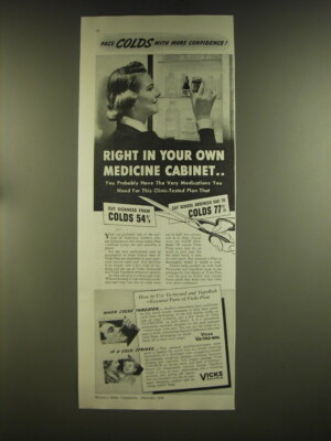 1939 Vicks Va-tro-nol and VapoRub Ad - Face colds with more confidence