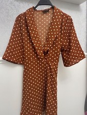 Pretty Little Thing - Orange Polka Dot Dress - Size 6
