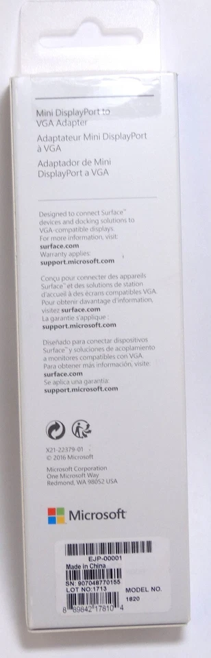Microsoft EJP-00001 miniDisplay-to-VGA Video Adapter for Surface Pro 2/3/4,book - Image 2 of 2