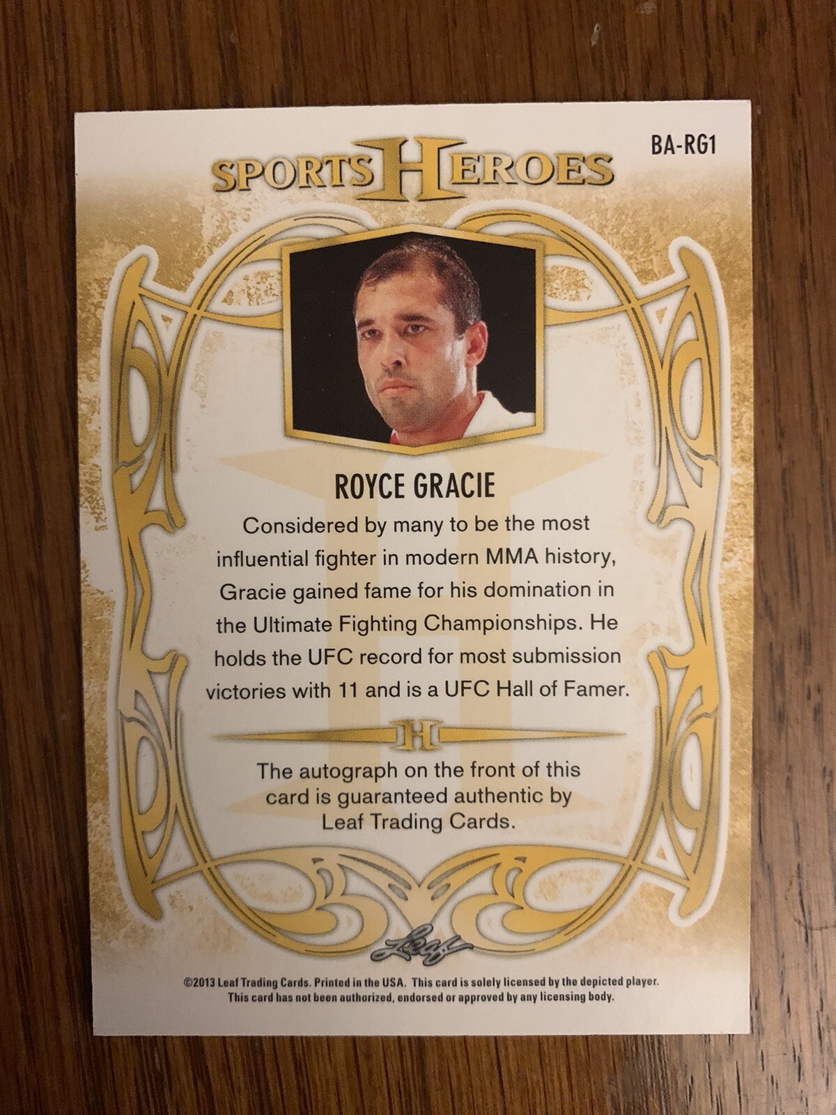 2013 Leaf Sports Heroes (BARG1) Royce Gracie Autograph UFC MMA eBay