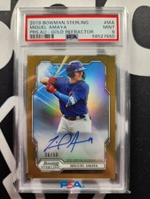 2019 Bowman Sterling Miguel Amaya Gold Refractor Auto 36/50 PSA 9 MINT CUBS