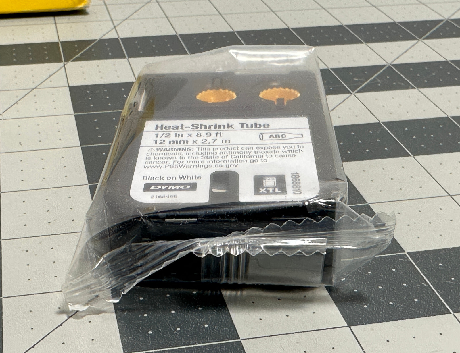 DYMO XTL HeatShrink Tube Labels 1/2" x 9.5 ft White/Black Print