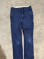 Gap Kids Boys Chino Pants Navy Blue Adjustable Waist Size 7 Slim EUC