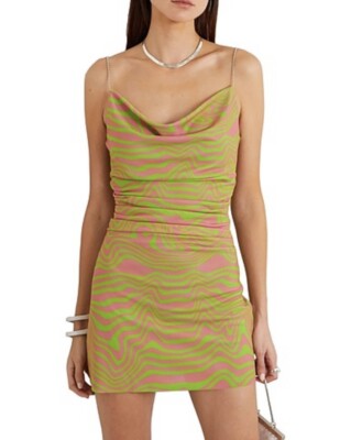 pink and green slip dress L'AGENCE Seridie Silk Slip Dress In Pink Multi Romantic Rose