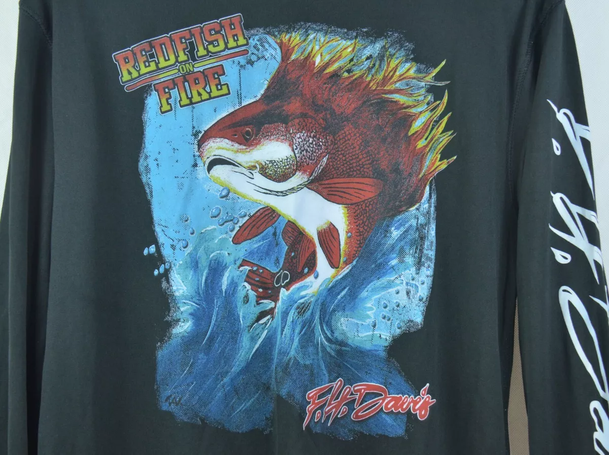 FH Davis Sport Fishing Black Men's Duo Tec Long Sleeve T-Shirt Size S