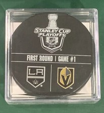 VEGAS GOLDEN KNIGHTS USED WARMUP PUCK 4/11/18 - FRANCHISE'S 1ST PLAYOFF GAME