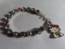 HELLO KITTY Pink Blue Lavender Clear Crystal Rhinestone Bracelet Sanrio Box