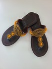 NEW Handmade African Beaded Leather Sandals Maasai Tribal Women's 7 Flip Flops — photo 1