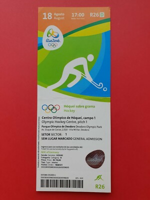 Used Ticket Olympic Games 2016 Rio Olympia Hockey R26 Final Belgium Argentina