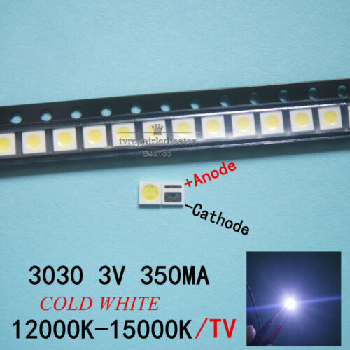 500 STCK. LED Hintergrundbeleuchtung 1W 3030 3V Cool White 80-90LM für TV-Anwendung Neu - Bild 1 von 1