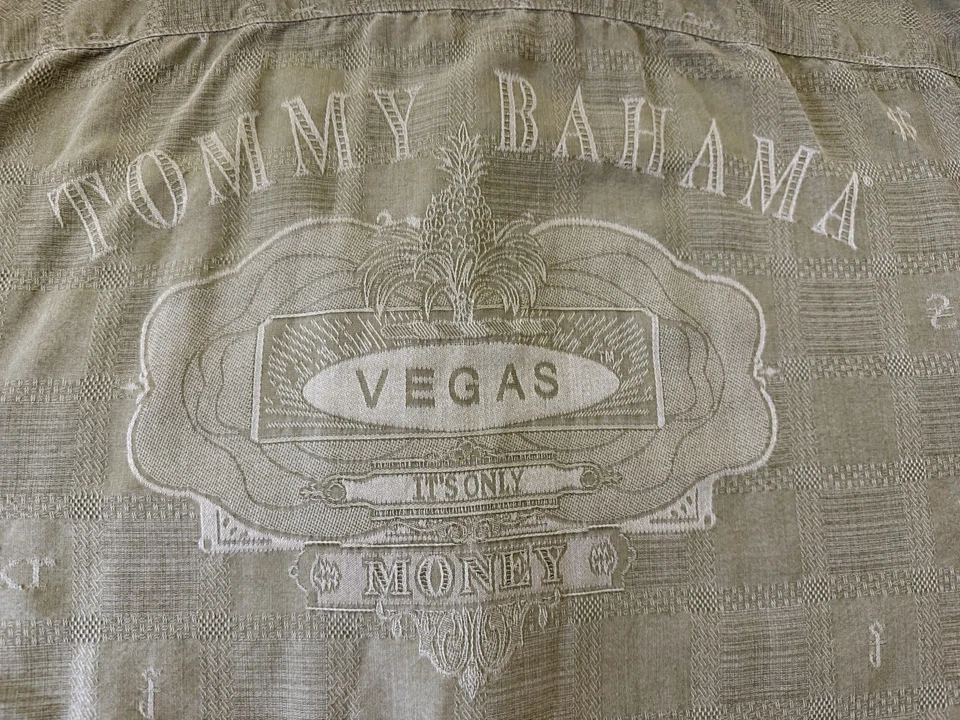 Tommy Bahama Green Vegas “It’s Only Money”Camp Silk Shirt 2XLT Casino Gambling - Image 4 of 4